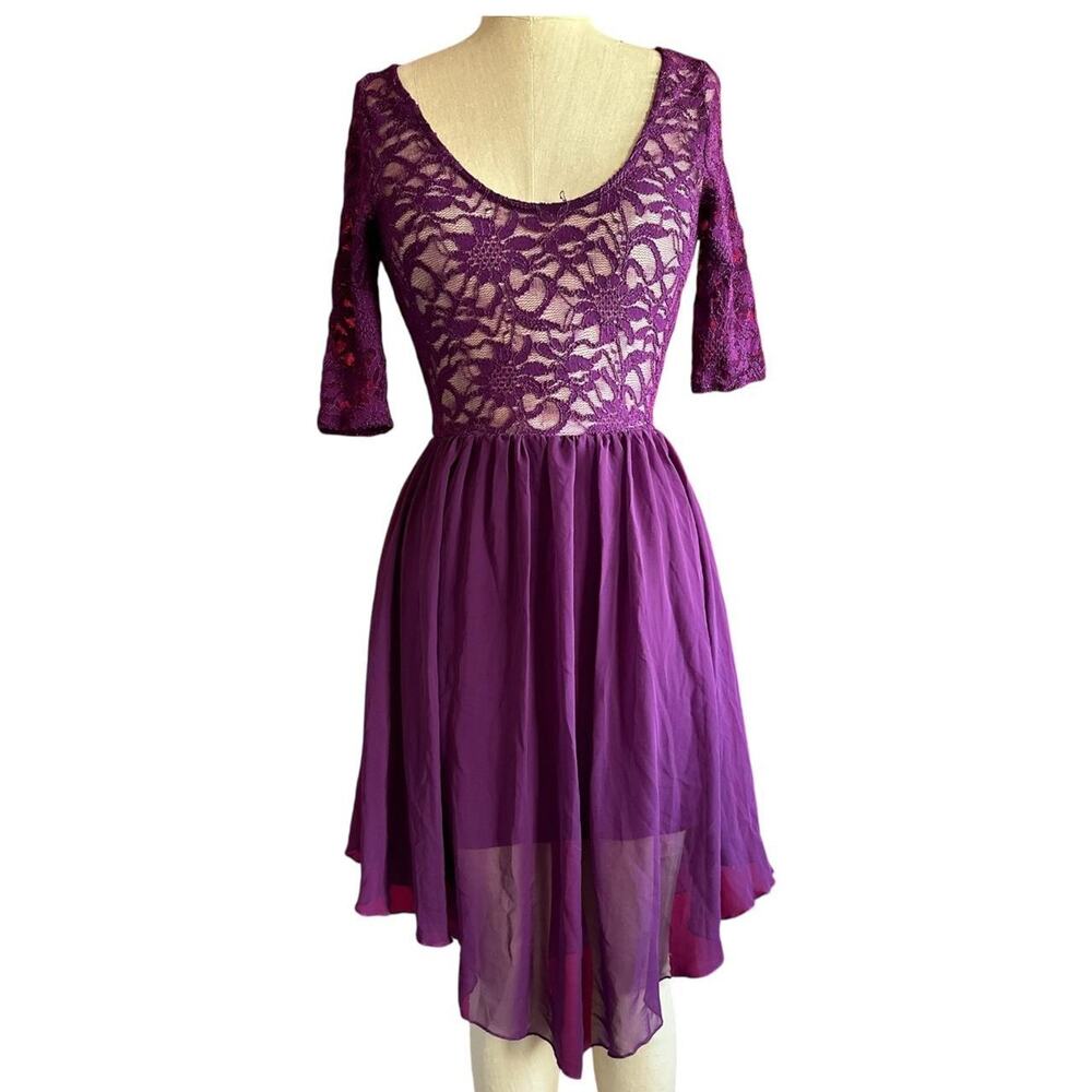 Womens Dress Size Medium Purple Sheer Lace Cosplay Fairycore Costume Cottage Fun